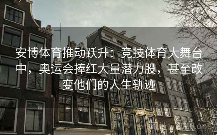 安博体育推动跃升:竞技体育大舞台中,奥运会捧红大量潜力股,甚至改变他们的人生轨迹